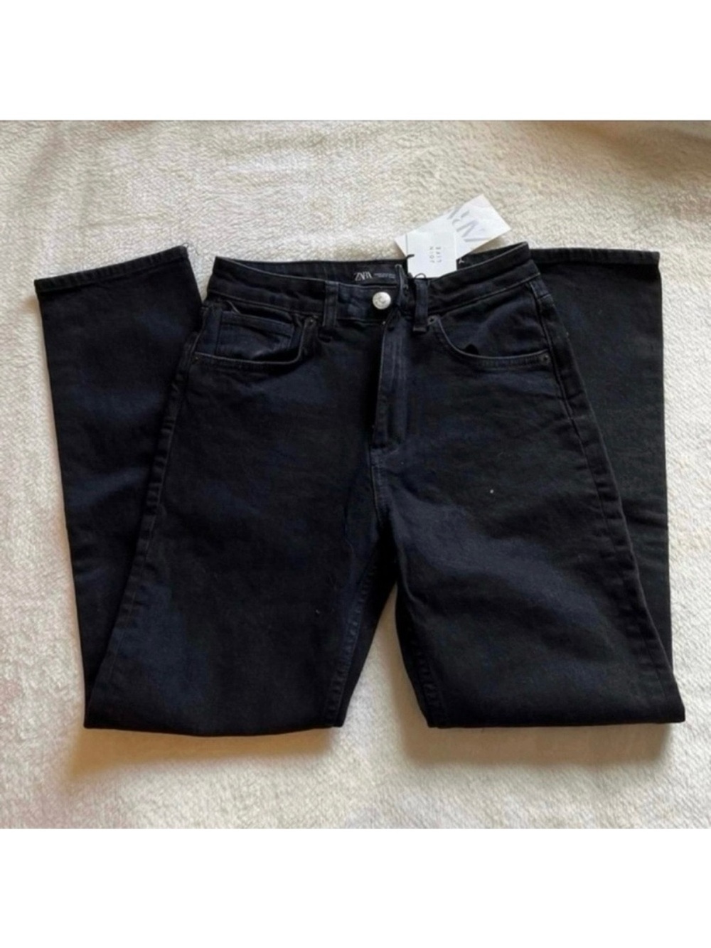 Zara NWT black high waisted denim slim fit jeans